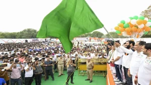 गुरुग्राम में एक राष्ट्र एक चुनाव मैराथन को सीएम नायब सैनी ने दिखाई झंड़ी