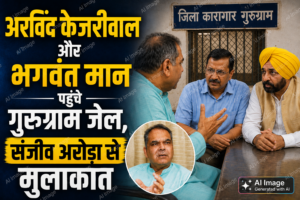 अरविंद केजरीवाल और भगवंत मान पहुंचे गुरुग्राम जेल, संजीव अरोड़ा से मुलाकात